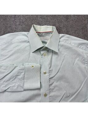 Eton Dress Shirt Men 41 16 Blue Brown Plaid Long Sleeve Contemporary Fit